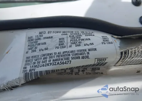 2003 Ford Explorer Xls from USA, damaged, VIN 1FMZU62K93ZA56477